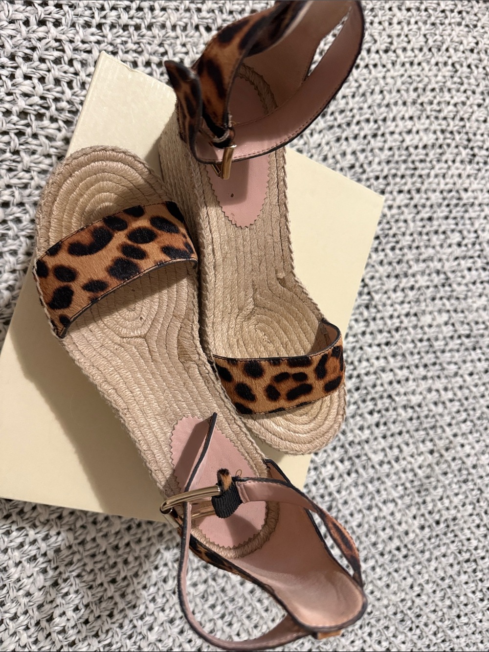 J. Crew Leopard Print Espadrille Wedge Sandals - Tan/Brown